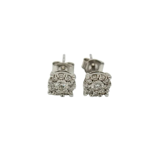 9ct White Gold 0,49ct Diamond Cluster Earrings - 2100407