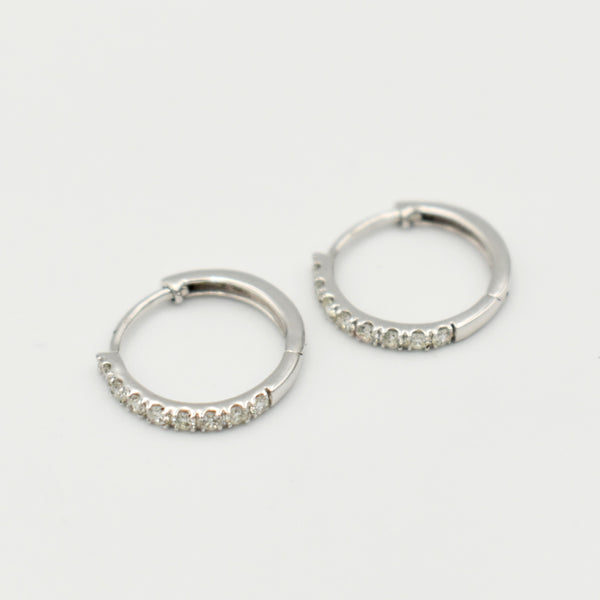 9ct White Gold 0,26ct Hoop Diamond Earrings
