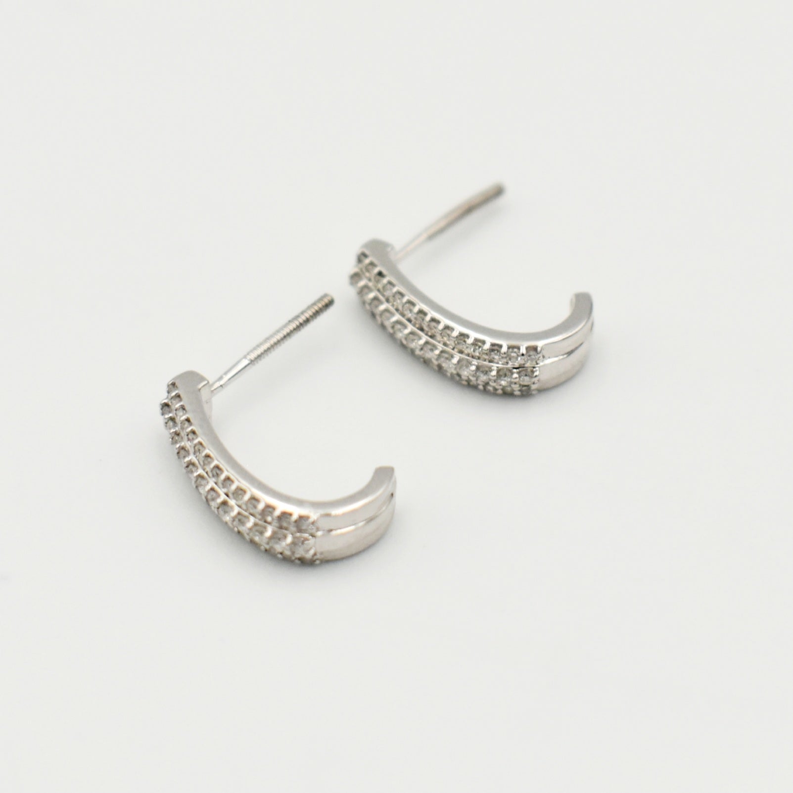 9ct White Gold 0,25ct Hoop Diamond Earrings