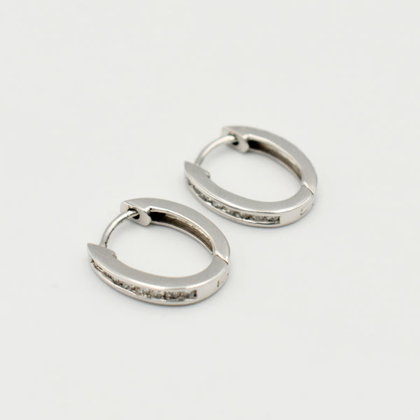 9ct White Gold 0,25ct Hoop Diamond Earrings