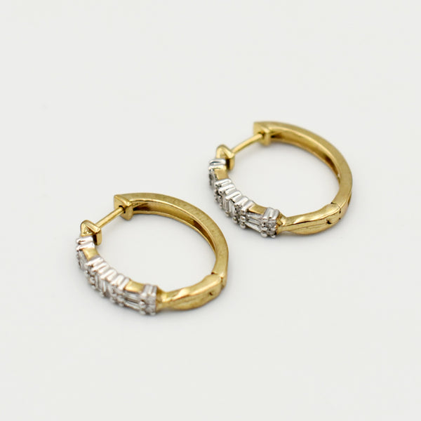 9ct Yellow Gold 0,44ct Hoop Diamond Earrings