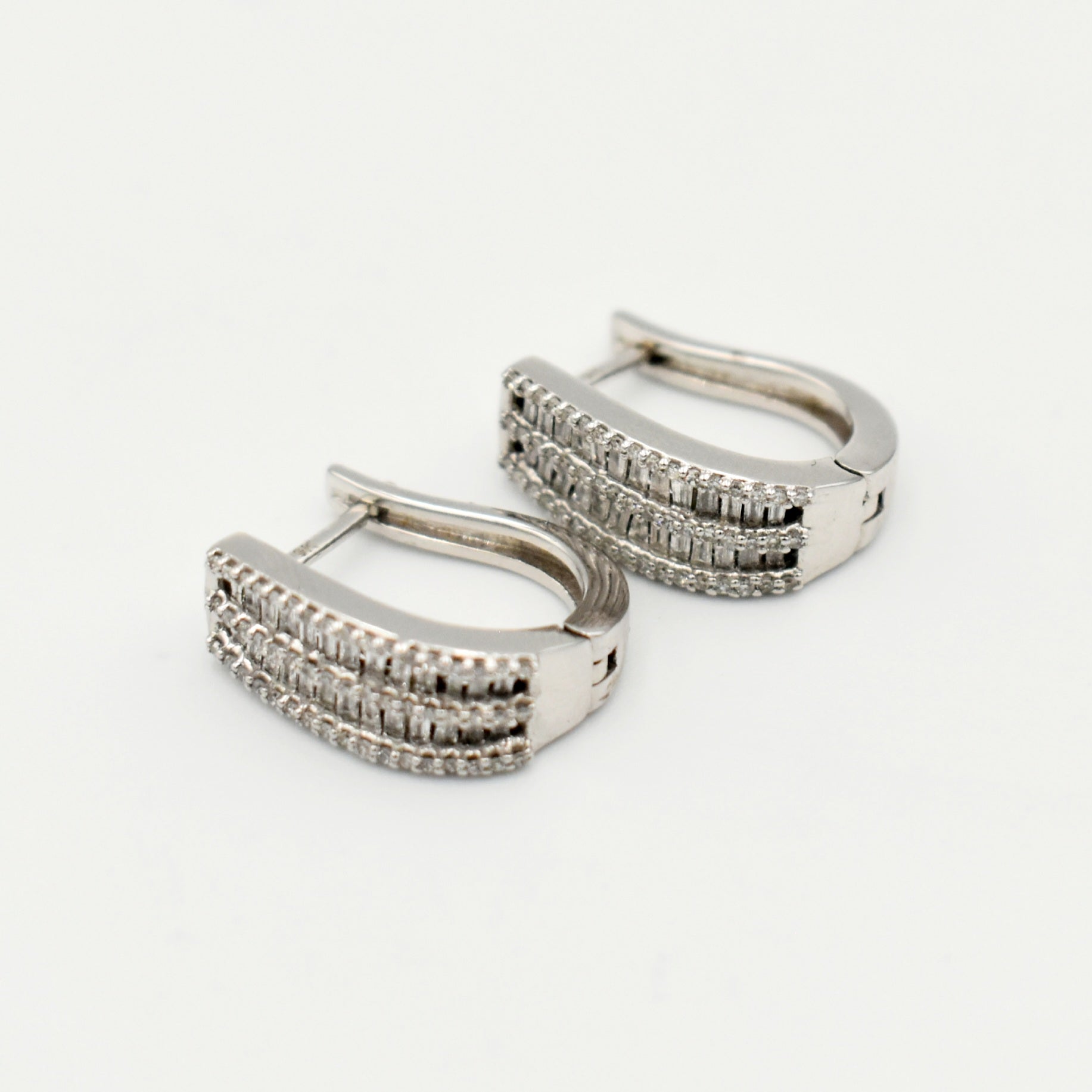 9ct White Gold 0,62ct Hoop Diamond Earrings