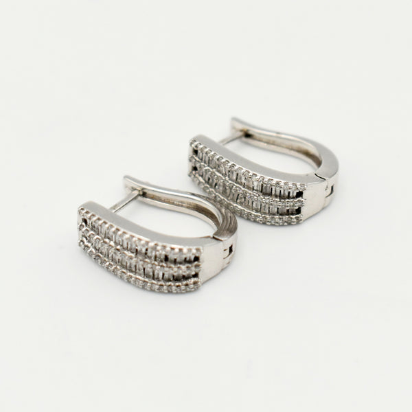 9ct White Gold 0,62ct Hoop Diamond Earrings