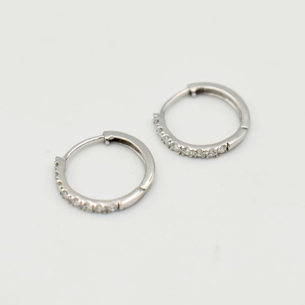 9ct White Gold 0,26ct Hoop Diamond Earrings
