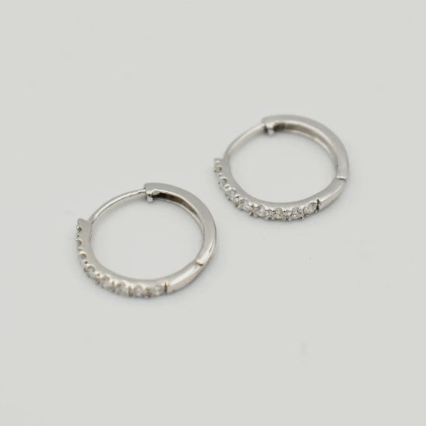 9ct White Gold 0,26ct Hoop Diamond Earrings - 2100416