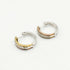9ct three tone gold diamond hoop earrings with yellow white and rose gold bands and pavé set diamonds