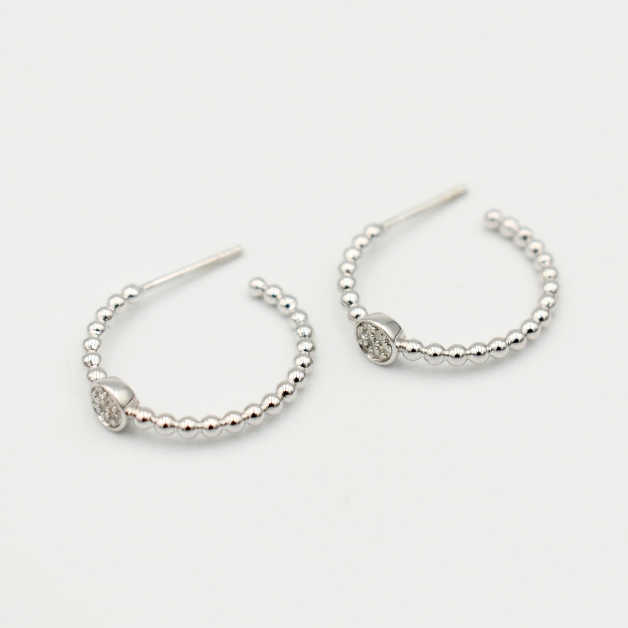 9ct White Gold 0,07ct Hoop Diamond Earrings