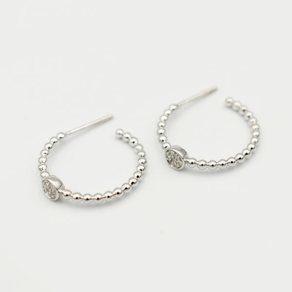 9ct White Gold 0,07ct Hoop Diamond Earrings