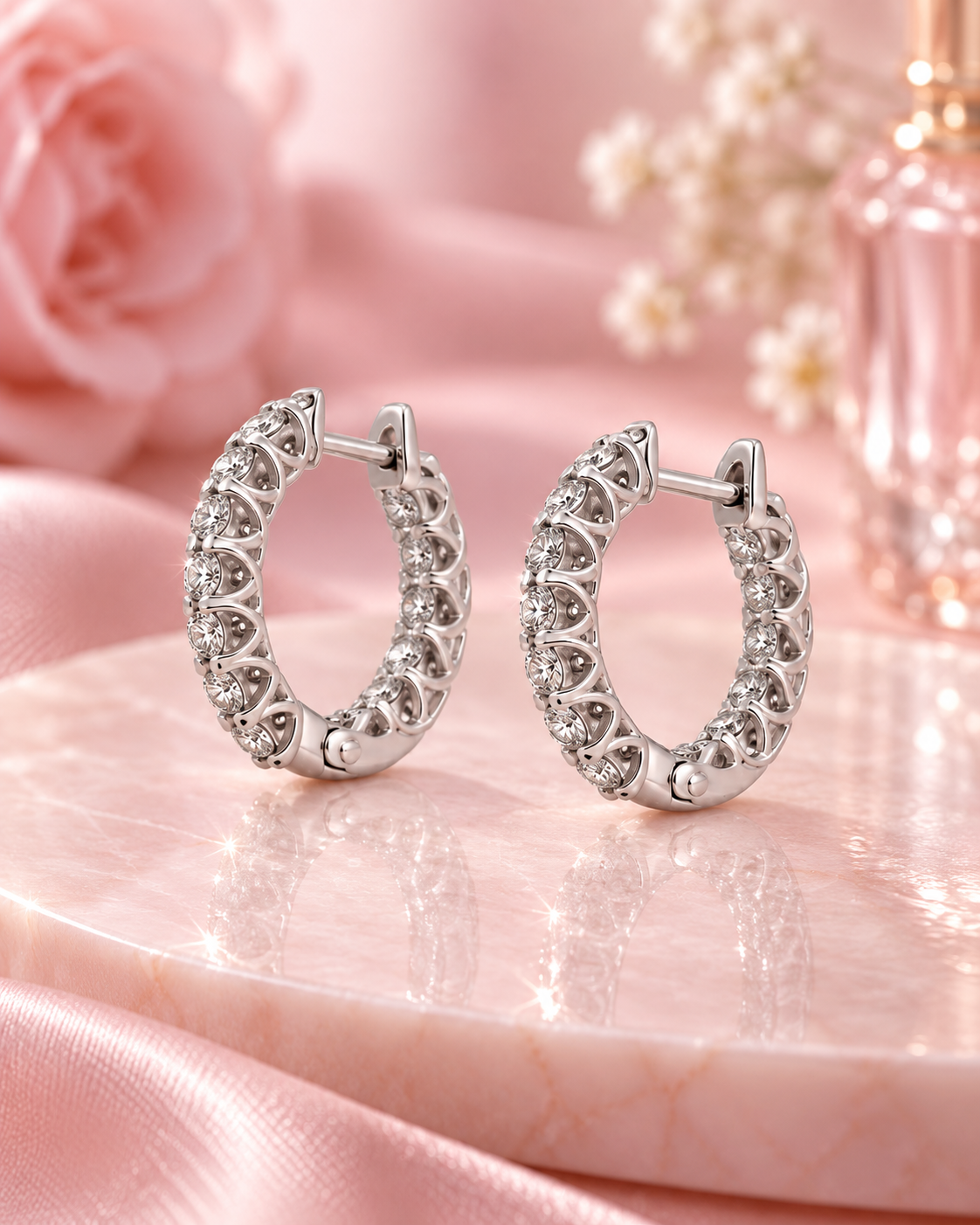 9ct White Gold 0.13ct Lab Grown Diamond Hoop Earrings (2100431)