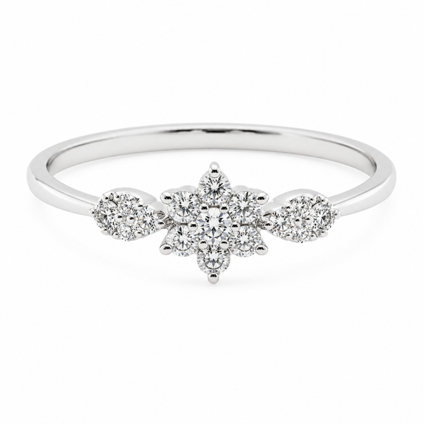 9ct White Gold Flower Cluster Diamond Engagement Ring 1102313