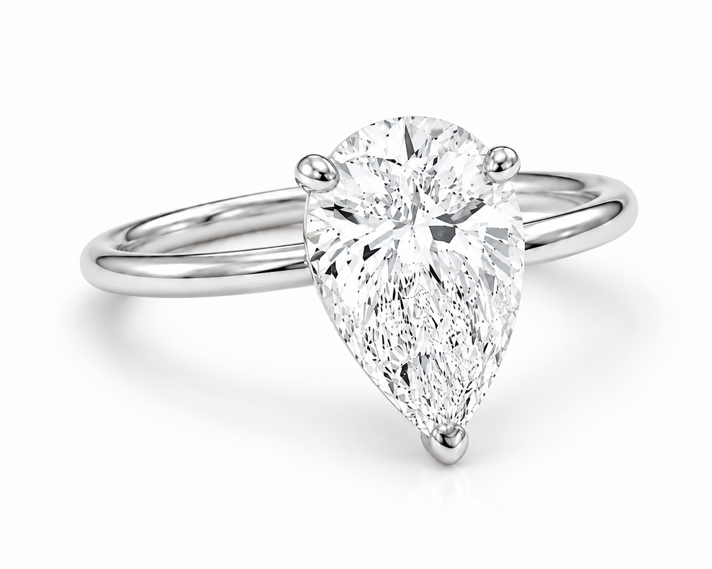 9ct White Gold 2ct Pear Shape Lab Grown Diamond Ring