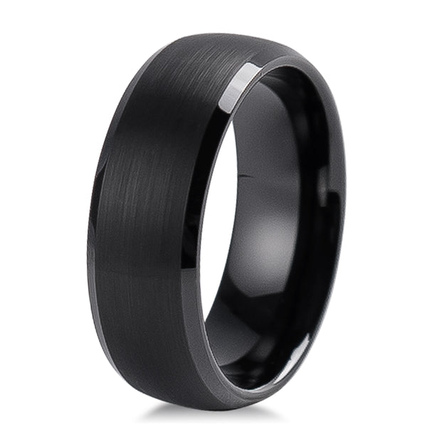 Tungsten Black Bevelled Ring 6mm
