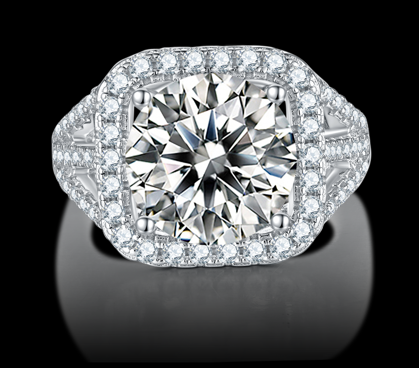 5ct Round Halo Moissanite Ring