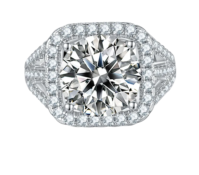 5ct Round Halo Moissanite Ring – M17G - Cassim & Co South Africa