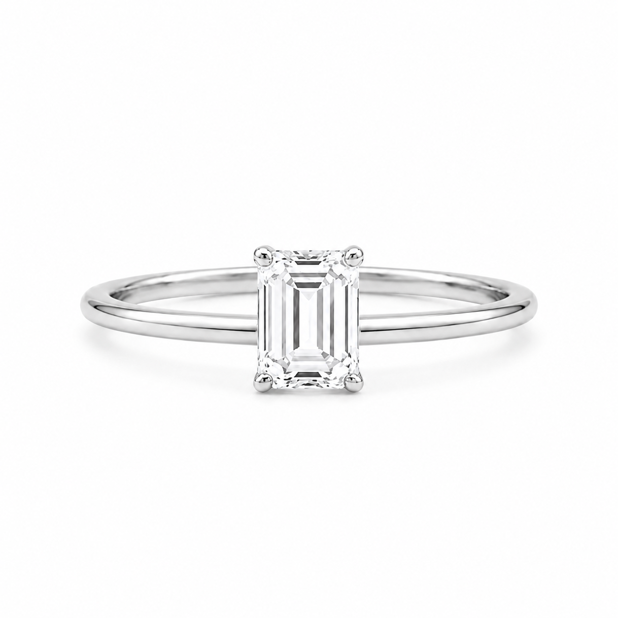 9ct White Gold 0.50ct Emerald Cut Lab Grown Diamond Ring