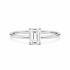 9ct white gold solitaire engagement ring with 0.50ct emerald cut lab grown diamond in four-claw setting on plain polished band