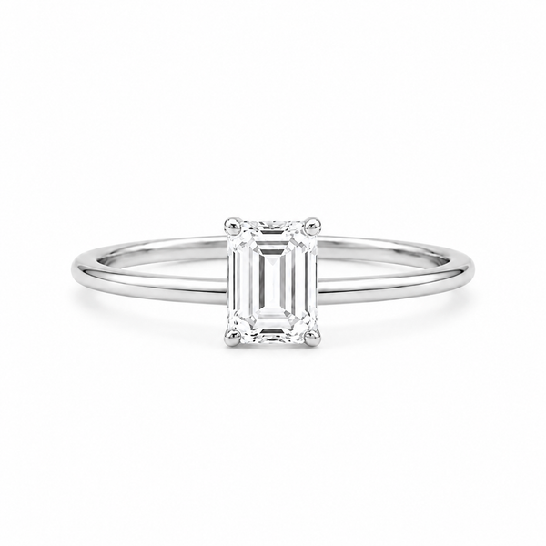 9ct White Gold 0.50ct Emerald Cut Lab Grown Diamond Ring