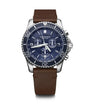 Victorinox Swiss Army Maverick Chronograph 241865 blue dial stainless steel case brown leather strap watch