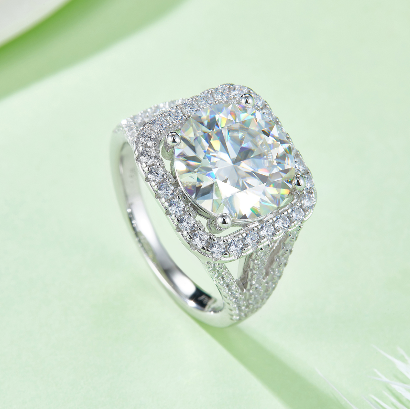 5ct Round Halo Moissanite Ring – M17G - Cassim & Co South Africa