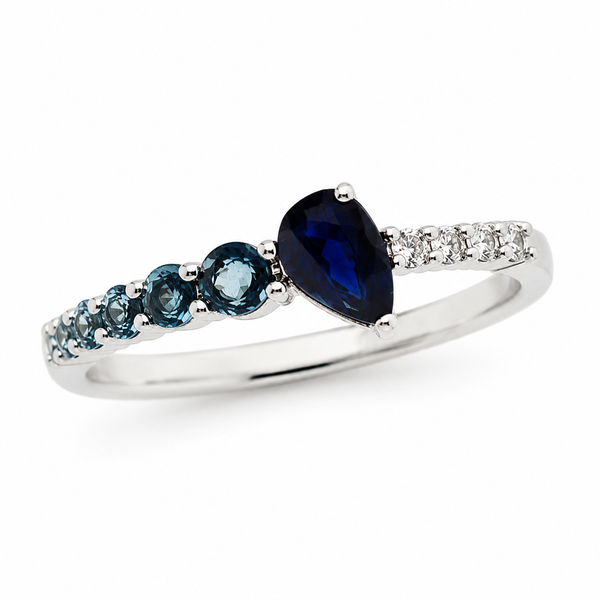 9ct White Gold Pear Tanzanite Diamond Engagement Band 1102310