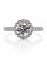 9ct white gold halo engagement ring with round lab-grown diamond centre and pavé shoulders