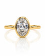 9ct yellow gold engagement ring with bezel-set 1.05ct oval lab-grown diamond and slim polished band