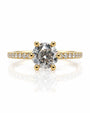 1ct Yellow Gold Round 6 Prong Pave Solitaire Ring (2500121)
