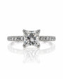 9ct white gold four-claw solitaire ring with princess-cut lab-grown diamond and pavé fishtail shoulders
