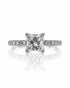 9ct white gold four-claw solitaire ring with princess-cut lab-grown diamond and pavé fishtail shoulders