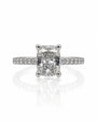 9ct white gold solitaire ring with elongated cushion lab-grown diamond and pavé-set shoulders
