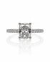 9ct white gold solitaire ring with elongated cushion lab-grown diamond and pavé-set shoulders