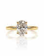 9ct yellow gold hidden halo ring with 1.51ct oval lab-grown diamond in four claws