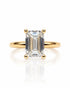 9ct yellow gold solitaire ring with emerald cut lab-grown diamond in four ball-tipped claws