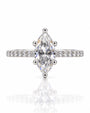 Marquise lab-grown diamond solitaire in 9ct white gold with ball-tipped claws and pavé shoulders