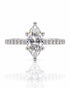 Marquise lab-grown diamond solitaire in 9ct white gold with ball-tipped claws and pavé shoulders