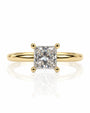 9ct yellow gold solitaire ring with 1.20ct princess-cut lab-grown diamond in four claws