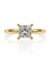 9ct yellow gold solitaire ring with 1.20ct princess-cut lab-grown diamond in four claws