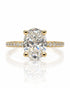 9ct yellow gold hidden halo engagement ring with 2.05ct oval lab-grown diamond and pavé band