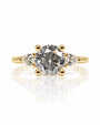 Trilogy engagement ring in 9ct yellow gold with round lab-grown diamond and two pear side stones