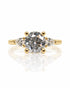 Trilogy engagement ring in 9ct yellow gold with round lab-grown diamond and two pear side stones