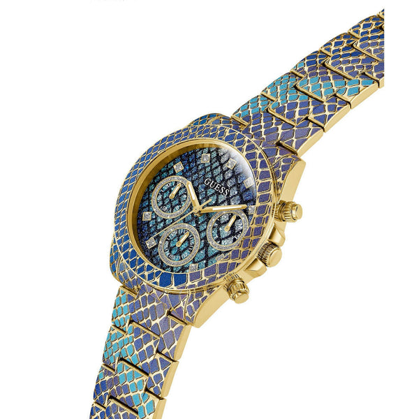 Guess Serpentina Chronograph Blue Purple Gold Tone Multi-Function Watch (GW0752L1)