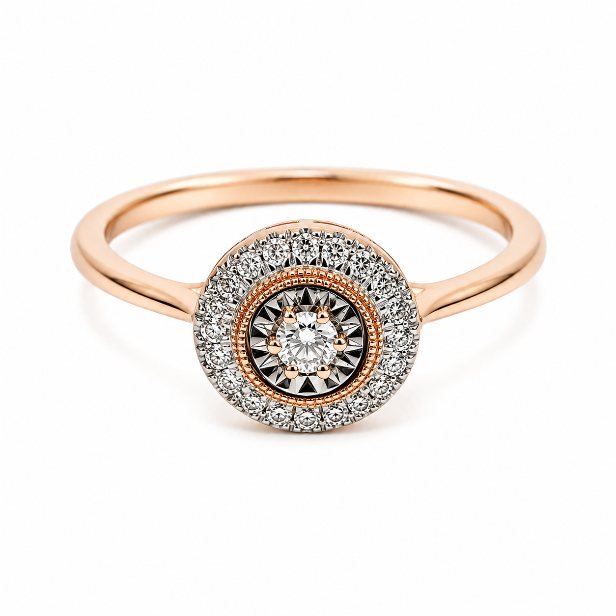 9ct Rose Gold Diamond Cluster Engagement Ring 1102266
