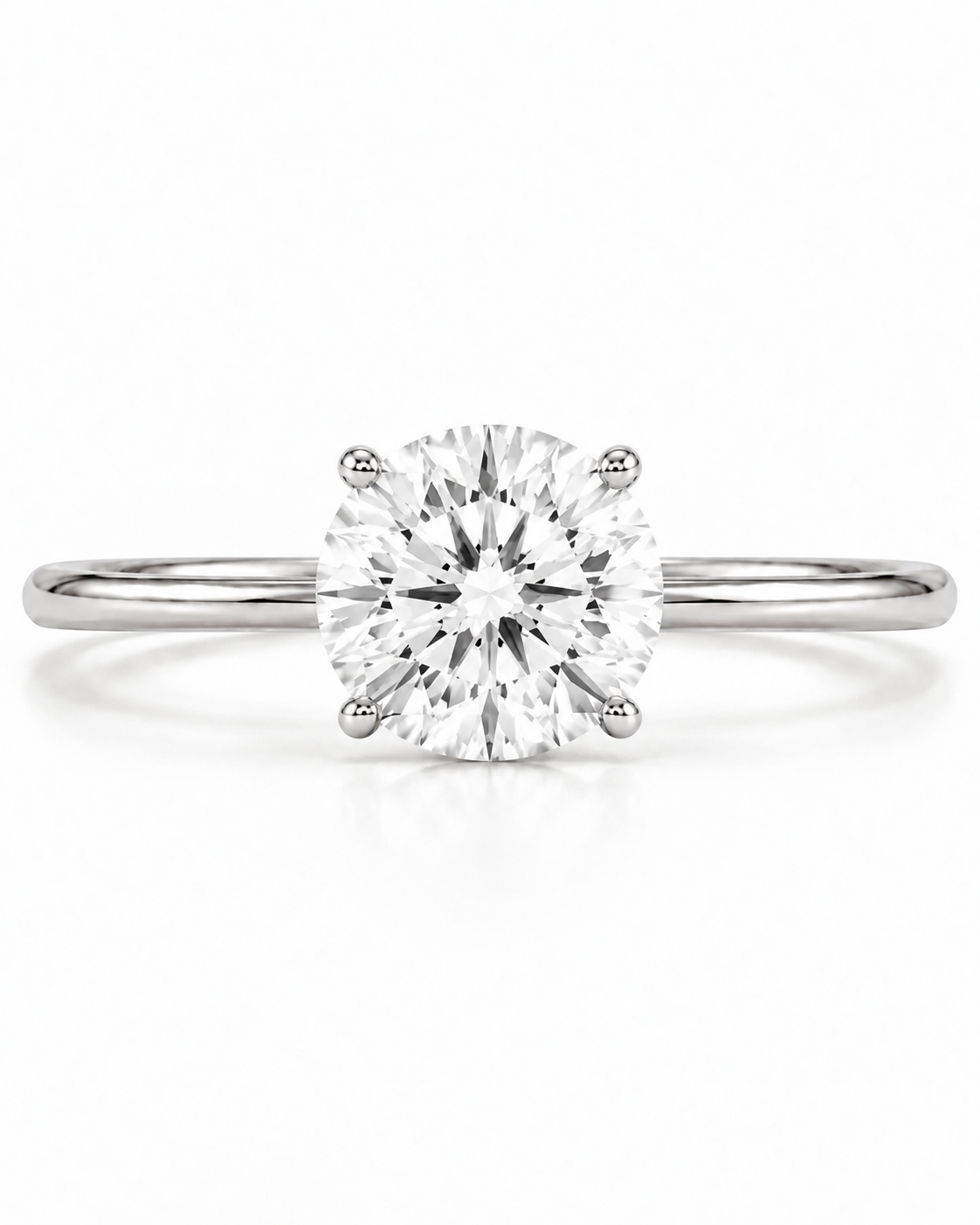 9ct white gold lab grown diamond solitaire engagement ring with 1.50 carat round brilliant stone in four-claw setting