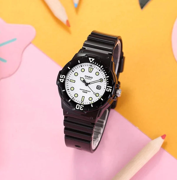 Casio LRW-200H-7E1 Quartz White Dial Diver's Style Black Resin Watch