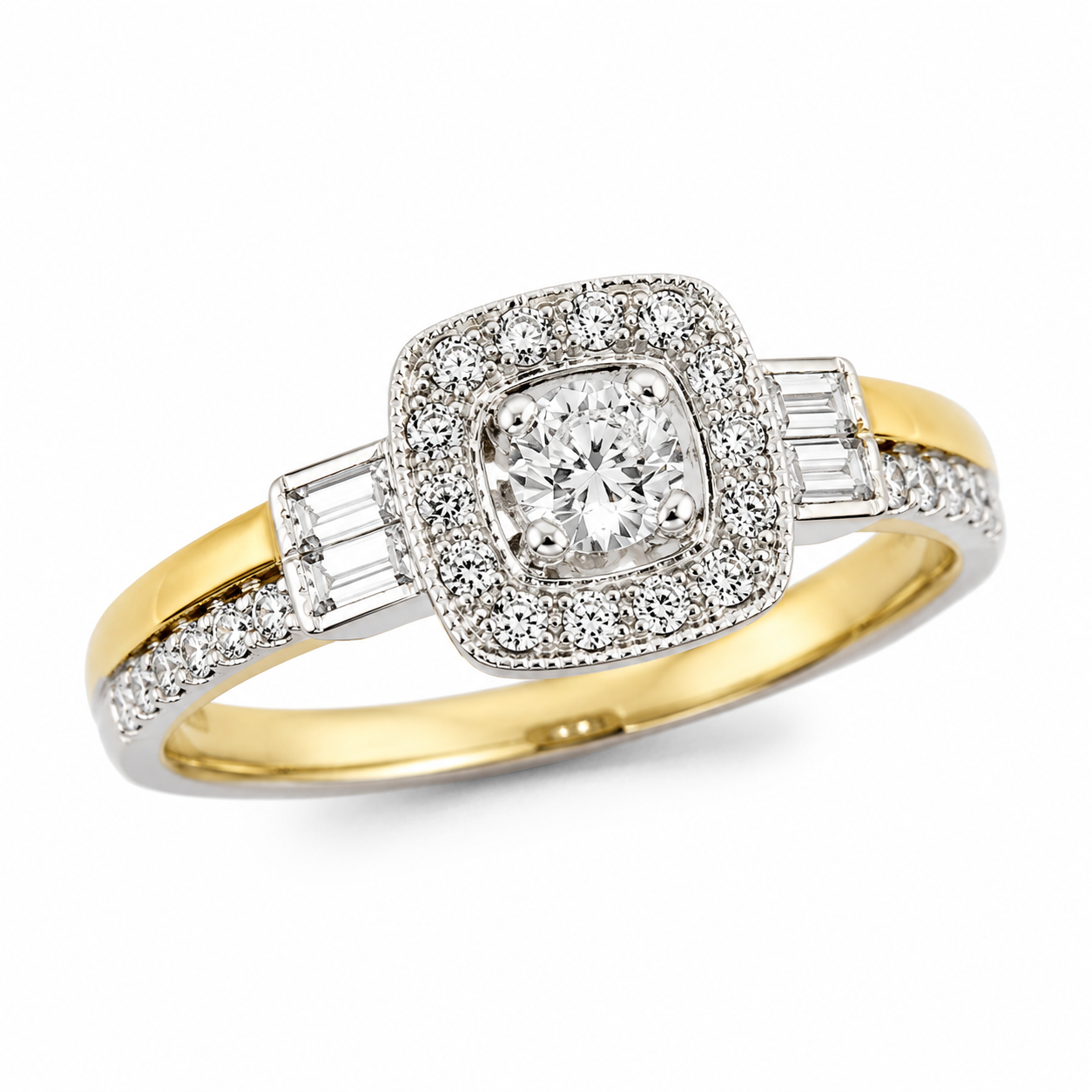 9ct Two Tone Cushion Cut Diamond Ring 1102203 - Cassim & Co South Africa