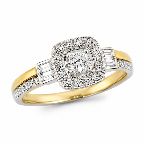 9ct Two Tone Cushion Cut Diamond Ring 1102203