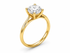 Side view of split shank shoulders and open under-gallery on yellow gold solitaire ring
