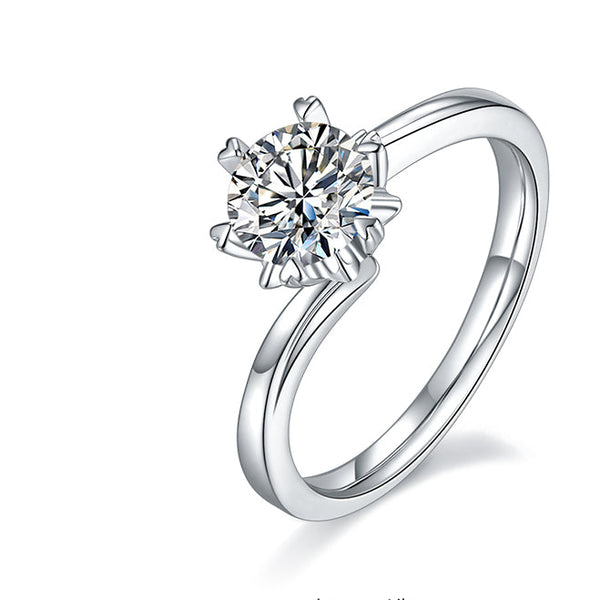 6 Claw Round 1ct Moissanite Ring – MO1B