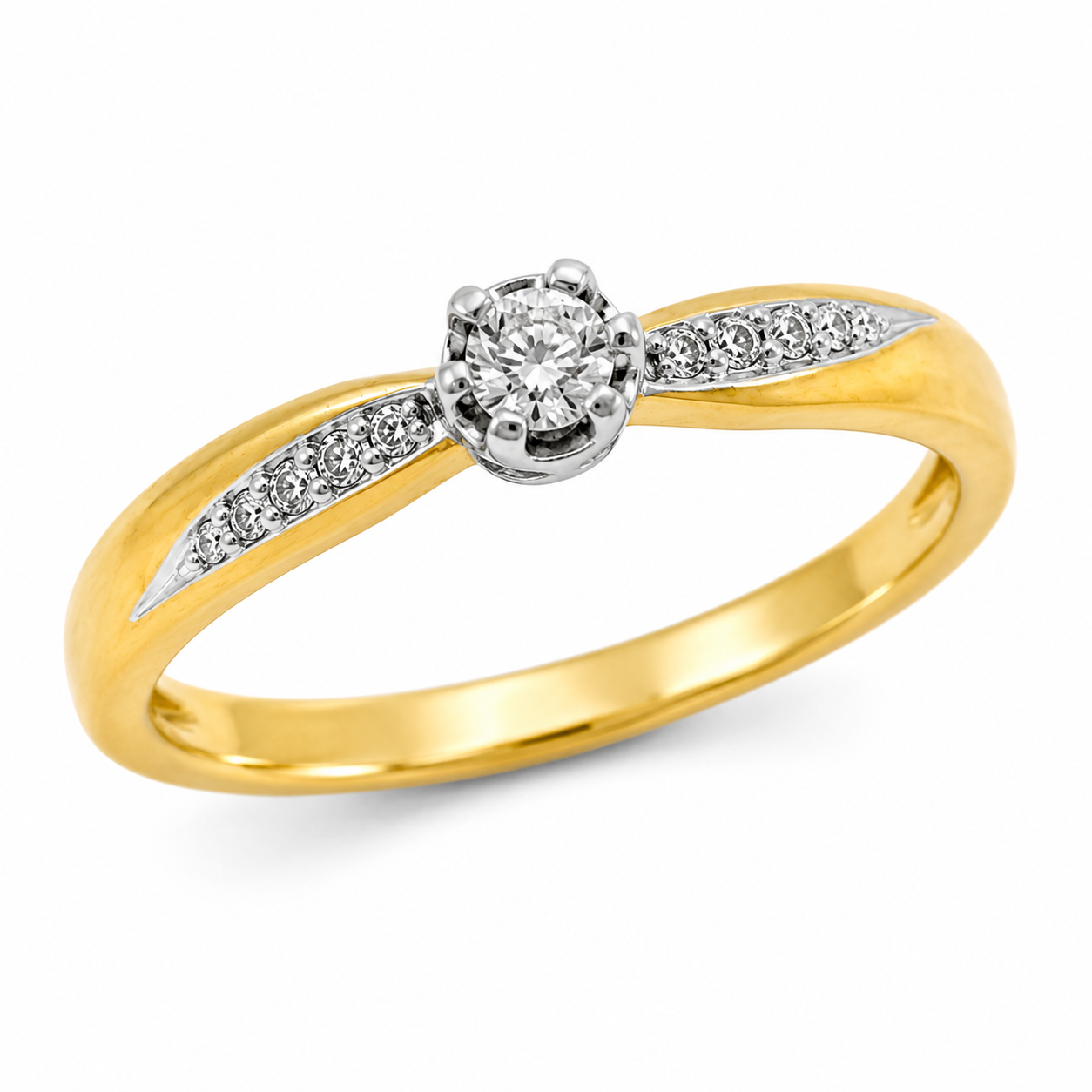 9ct Yellow Gold 6 Claw Diamond Engagement Ring 1102308 - Cassim & Co South Africa