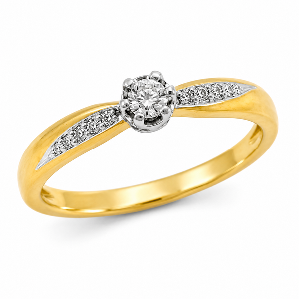 9ct Yellow Gold 6 Claw Diamond Engagement Ring 1102308